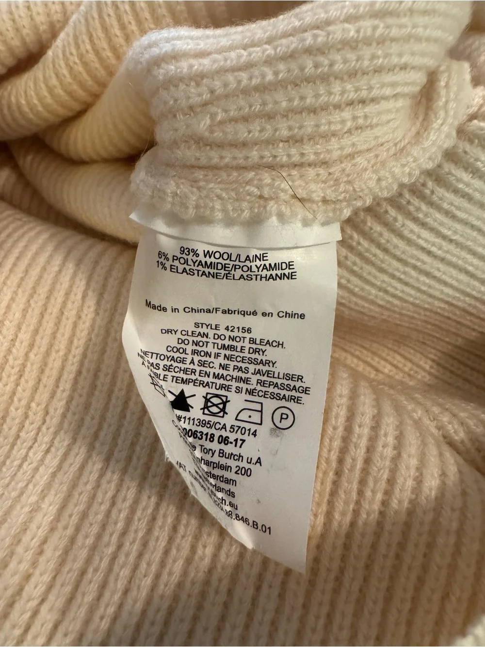 Tory Burch Ashley Wool Ruffle Sweater Dress Cream/Ivory Medium